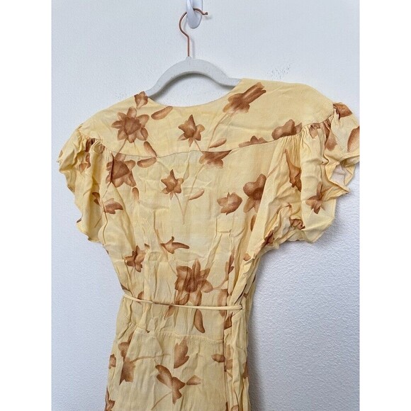 Reformation Yellow Wrap Sundress with Flutter Sleeves - Picture 6 of 9